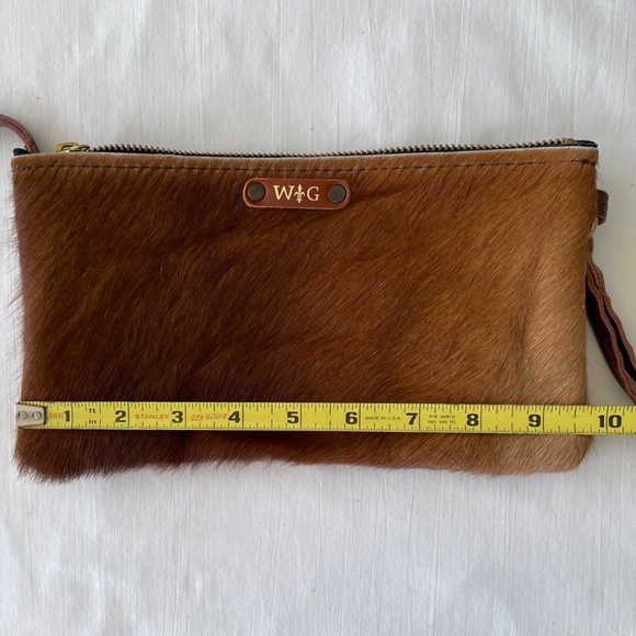 W G Wild Goose Cowhide Hair Leather Wristlet Brown Rustic Cowgirl NWOT - Picture 6 of 7
